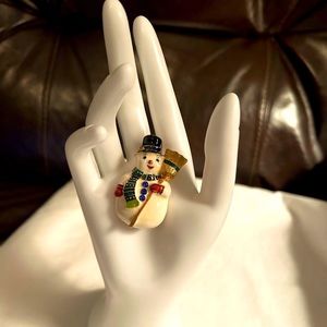 Christopher Radko Signed Enamel Snowman Brooch Pin